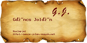 Gáncs Jolán névjegykártya